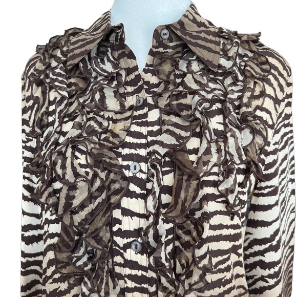 ESTHER CHEN Animal Print Silk Button Up - Picture 2 of 7